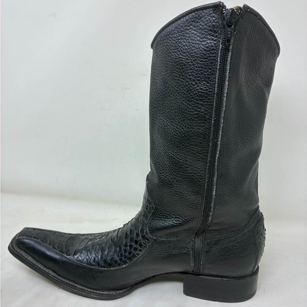 Forstero Genuine Python Black Leather Western Boo… - image 3